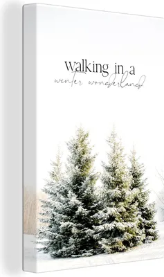 Produktbild von MuchoWow® - Leinwandbilder - Weihnachtsbaum - Schnee - Winter, Wandbild, Wanddeko Bilder Wohnzimmer, 60x90 cm