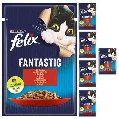 Zdjęcie produktu dla Felix Fantastic Karma Dla Kotów Wołowina W Galaretce Saszetka 6x85g
