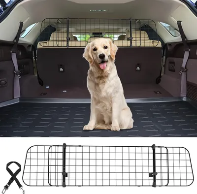 Produktbild von Clanmacy Hundegitter auto 30cm hoch, 90-145cm breit verstellbar, Trenngitter universell einsetzbar für Kofferraum