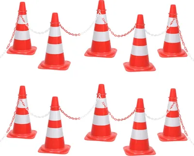 Produktbild von Leitkegel-Set mit 10 m Kette Rot und Weiß , Verkehrsschilder Design 2024