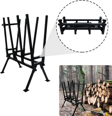 Produktbild von XMTECH Sägebock 400kg belastbar 77x53x102cm Höhenverstellbar mit Feststellbügel Für Kettensäge & Brennholz Stahl-Holzständer Wetterfest
