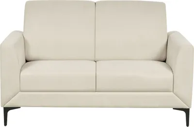 Produktbild von BELIANI 2-Sitzer Sofa Beige Stoffbezug mit Schwarzen Hohen Metallbeinen Hohe Rückenlehne Armlehnen Dicke Sitzkissen Retro Wohnzimmer Polstersofa Couch