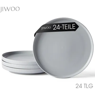 Produktbild von Teller set 32er Ø27,7 cm Speiseteller Pastateller Steakteller für 32 Personen Keramik Flachteller Matt-Glasur Mikrowellen- und Spülmaschinenfest