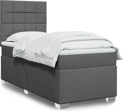 Produktbild von vidaXL Boxspringbett mit Matratze Dunkelgrau 90x200 cm Stoff