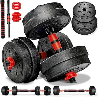 Produktbild von Verstellbarer Halterset – Kraftset – Krafttraining – 2-in-1-Funktion – Bis zu 40 kg – Schwarz