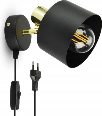 Produktbild von LUXOLAR - LED Wandlampe mit Schalter Schwarz Gold E27 60 W - Wandleuchte Innen Schwenkbar für Wohnzimmer, Küchen - Wandbeleuchtung, Klassisches Design