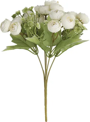 Produktbild von künstliche blume auf auffällige fade resistent faux seidenblume 15 köpfe blühen kauthautblume Hochzeitsvorräte für zuhause-Weiß
