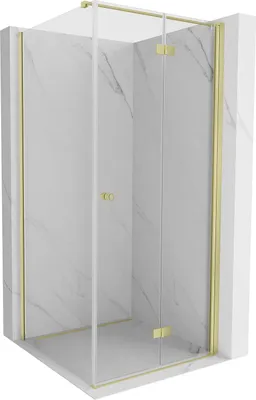 Produktbild von Mexen Mist-F T Duschkabine klappbar rechts 85 x 85 cm, transparent, gebürstetes Gold - 8A6T-085-085-55-00-P