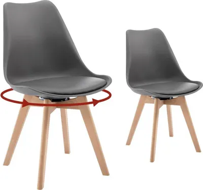 Produktbild von WOLTU Esszimmerstühle drehbar, Design Stuhl, modern, aus Massivholz Kunstleder, Grau
