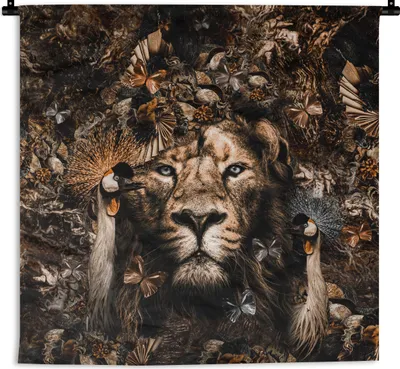Produktbild von MuchoWow® Wandteppich Wandbehang Tiere - Schmetterlinge - Vögel 150x150 cm Tapisserie Dekoration Wandtuch - Wohnaccessoires - Modernes