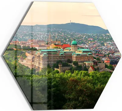 Produktbild von DEQORI Glasbild Echtglas 40x35 cm 'Blick über Budapest' Wandbild Bild modern Deko