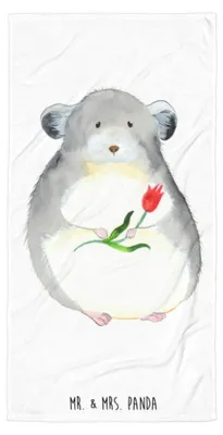 Produktbild von Mr. & Mrs. Panda Strandtuch Chinchilla Blume - Weiß - Geschenk, Lustige Sprüche, Büro, Handtuch, Chaos, Duschhandtuch, Reisehandtuch, Liebeskummer, Chinchillas, Kummer