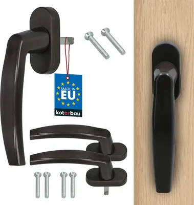 Produktbild von KOTARBAU® 2er Set Fenstergriff Balkontürgriff Druckknöpfe PVC 35 mm Braun Terassentürgriff Universal Einfacher Einbau Wetterfestes Material