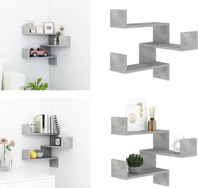 Produktbild von vidaXL Wand Eckregal Betongrau 40x40x50 cm Holzwerkstoff - Wandregal - Wandregale - Wandablage - Wandablagen