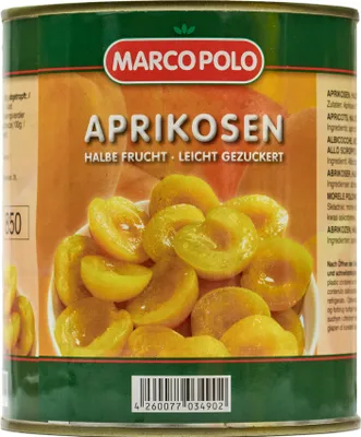 Produktbild von MARCO POLO APRIKOSEN-HÄLFTEN leicht gezuckert Füllm 820g ATG 480g