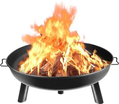 Produktbild von Famanu Feuerschale 80 cm für Außenbereich - Feuerstelle mit Handgriffen und 3 Füßen für Garten und Balkon