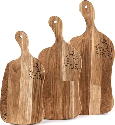 Obrázek produktu pro KONSIMO Sada krájecích prken (3ks) "LIVO", dub ošetřený olejem, bukové dřevo, moderní, 33x2x15,5cm|38x2x18cm|43,5x2x20,5cm
