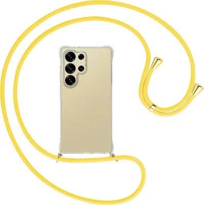 Produktbild von Handykette Backcover-Schutzhülle mit Band (Metall goldfarben) für Samsung S25 Ultra - gelb
