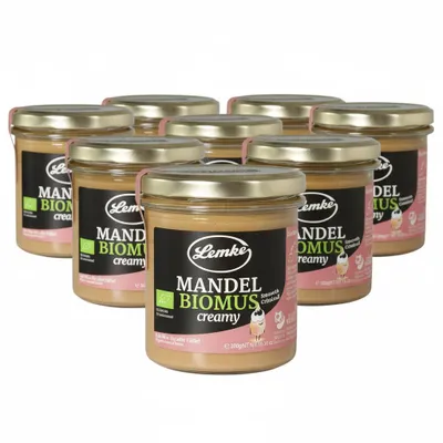 Obrázek produktu pro Lemke light mandlovápěna, 8 X 300g | krémová, 100% blanšírované mandle, bez přísad, veganská - Lecker aus Berlin