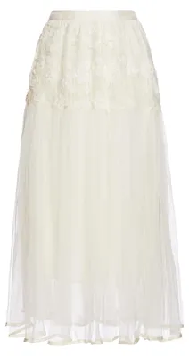 Produktbild von Damen Rock in Beige mit floralem Muster und zarten Spitzendetails, Größe S