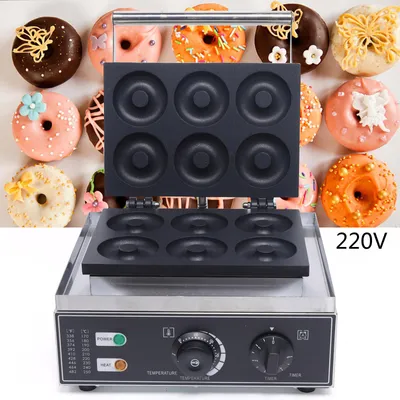 Obrázek produktu pro Elektrický koblihový stroj 1550W 220V Mini Donut Maker Kulatá vaflovačka se 6 otvory Donut Making Donut Making Machine