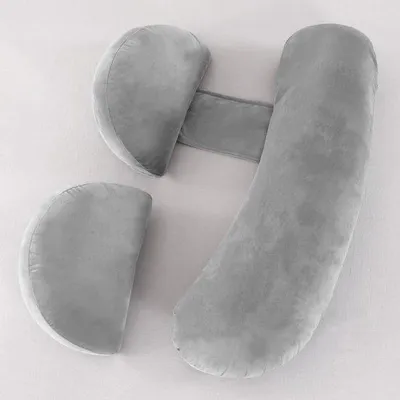 Image de Coussin de grossesse pour soutenir le corps pendant le sommeil, coussin de maternité pour tout le corps avec housse amovible et réglable, soutien pour le dos, les jambes, le ventre et les hanches des femmes enceintes (gris)