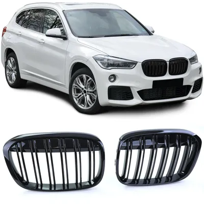 Sport Kühlergrill Doppelsteg SCHWARZ GLANZ passend für BMW X1 F48 ab 2014-2019 – Produktansicht