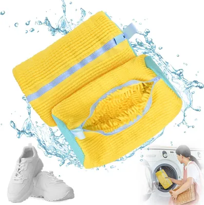 Produktbild von Schuhwaschmaschine Tasche 2 Stück, Reißverschluss Schuhreinigungsbeutel, wiederverwendbare Wäschetasche für