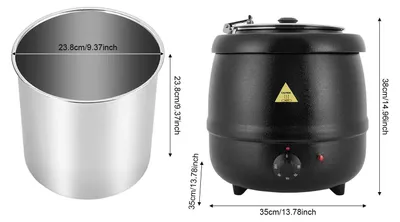 Produktbild von Elektrischer Suppentopf - 10 l Suppenkessel - 400 W Gastro-Suppenwärmer - Temperaturregelung 35–80 °C - 220 V EU-Stecker - schwarz