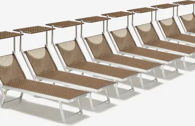 Produktbild von 20er Set  Aluminium Sonnenliegen für den Strand Limited Edition Santorini - Moka - Braun Santorini