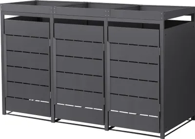 Obrázek produktu pro ML-Design 3-košový box na odpadky se stříškou pro výsadbu, kryt na 3 koše, 240 l, 196x80x124 cm, antracit, z oceli, odolný proti povětrnostním vlivům, box na odpadky s dvířky