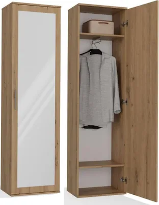 Immagine prodotto di BDW, Appendiabiti Duo con specchio, 180x50x35cm, funzionale, Rovere artigianale