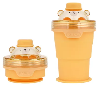 Klappbarer Silikon-Eisball-Becher 2-in-1, gelb, 1 Stück