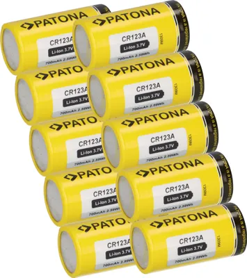 Image de 10x PATONA batterie Li-Ion 3,7V CR123A 16340 cellule 700mAh 2,59Wh