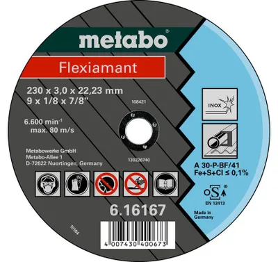 Produktbild von Metabo 616299000, Schneidedisk, Flache Mitte, Edelstahl, Metabo, 2,22 cm, 18 cm