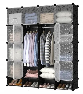Image de Penderie Grande Etagère Modulaire Xxl Noir Haute Capacité