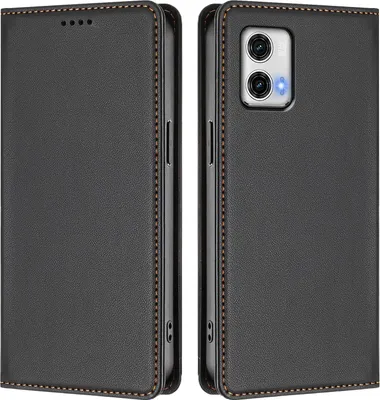 Produktbild von Handyhülle für Motorola Moto G73 5G, Kunstleder Klapphülle Stoßfeste Magnetische Hülle mit Ständer Schwarz