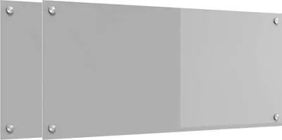 Productafbeelding van vidaXL Keukenachterwand, 2 stuks, lichtgrijs, 90 x 40 cm, gehard glas