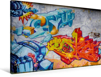 Produktbild von Calvendo Textil-Leinwand 90 cm x 60 cm quer Graffiti an der Turnhalle Gamigstraße, Meutzner Dirk; 7281165