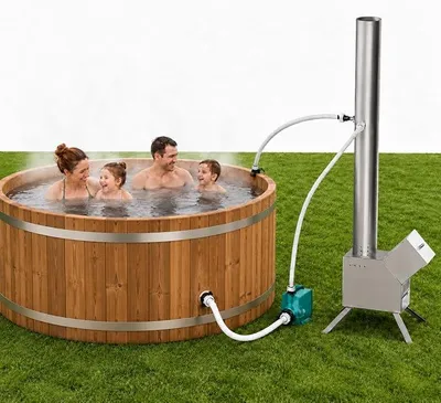 Produktbild von Holzbefeuerter Poolheizer, Holz-Poolheizung für Warmwasser im Außenbereich, geeignet für kleine Pools, Badefässer und