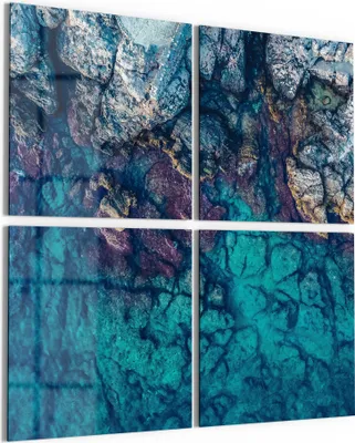 Produktbild von DEQORI Glasbild Echtglas 4x50x50 cm 'Küstenfarbenspiel' Wandbilder XXL groß