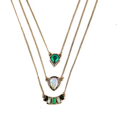 Produktbild von HMOOY Halskette, Smaragd, Vintage, Halskette mit Kreuz-Anhänger, Boho, Halskette