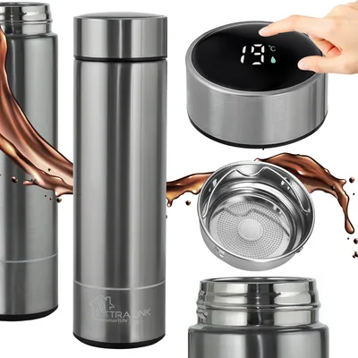Obrázok produktu pre Extralink MUG-SMART500 SILVER, Strieborná, Nerezová oceľ, Nerezová oceľ, Plast, Káva, Šťava, Čaj, 12 h