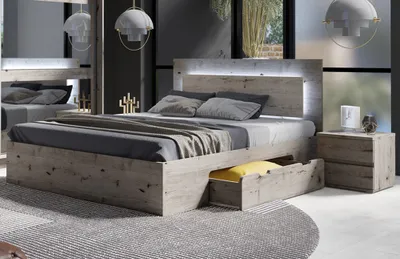 Produktbild von Schlafzimmer Set 3-teilig mit Bettgestell 180x200cm in Eiche TORTONA-166
