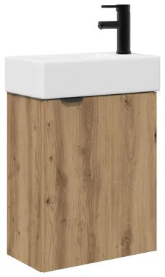 Image de Meuble sous-vasque de salle de bain vidaXL avec robinet, chêne Artisan