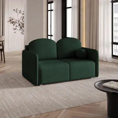 Produktbild von Sofa SUVI II mit Schlaffunktion, Schlafsofa, Wohnzimmersofa, Couch, Soffa, Bettsofa, Geflochtener Stoff – Grün NEVE 37