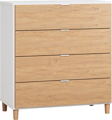 Produktbild von Kommode Arbolita 33, Farbe: Weiß / Eiche - Abmessungen: 100 x 90 x 47 cm (H x B x T)