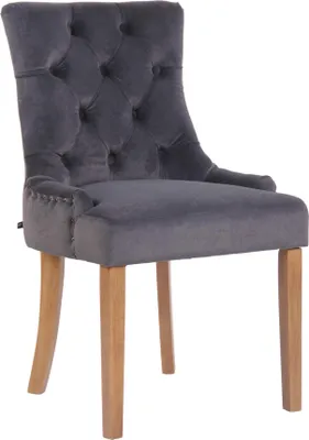 Produktbild von Esszimmerstuhl HILON - Samt Dunkelgrau 55x58x92 cm Hellbraun | Essstühle Esszimmerstühle Küchenstühle Wohnzimmerstühle