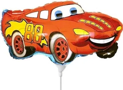 Obrázek produktu pro Usmívající se fóliový balónek Cars, ZYGZAG na tyči 37 cm