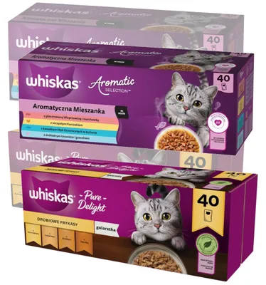 Produktbild von Whiskas Adult 160x85g Nassfutter für Katzen, Aromatische Mischung + Geflügel-Delikatessen